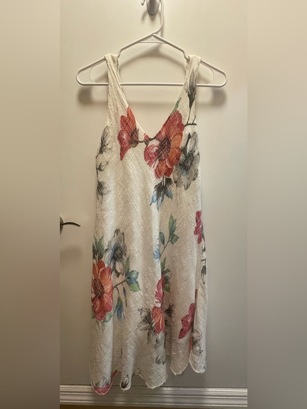Tempo Paris sleeveless floral crinkle gauze dress/tunic (hanky/asymmetric)